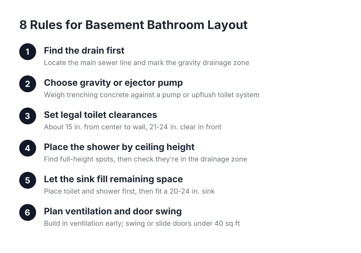basement bathroom layout