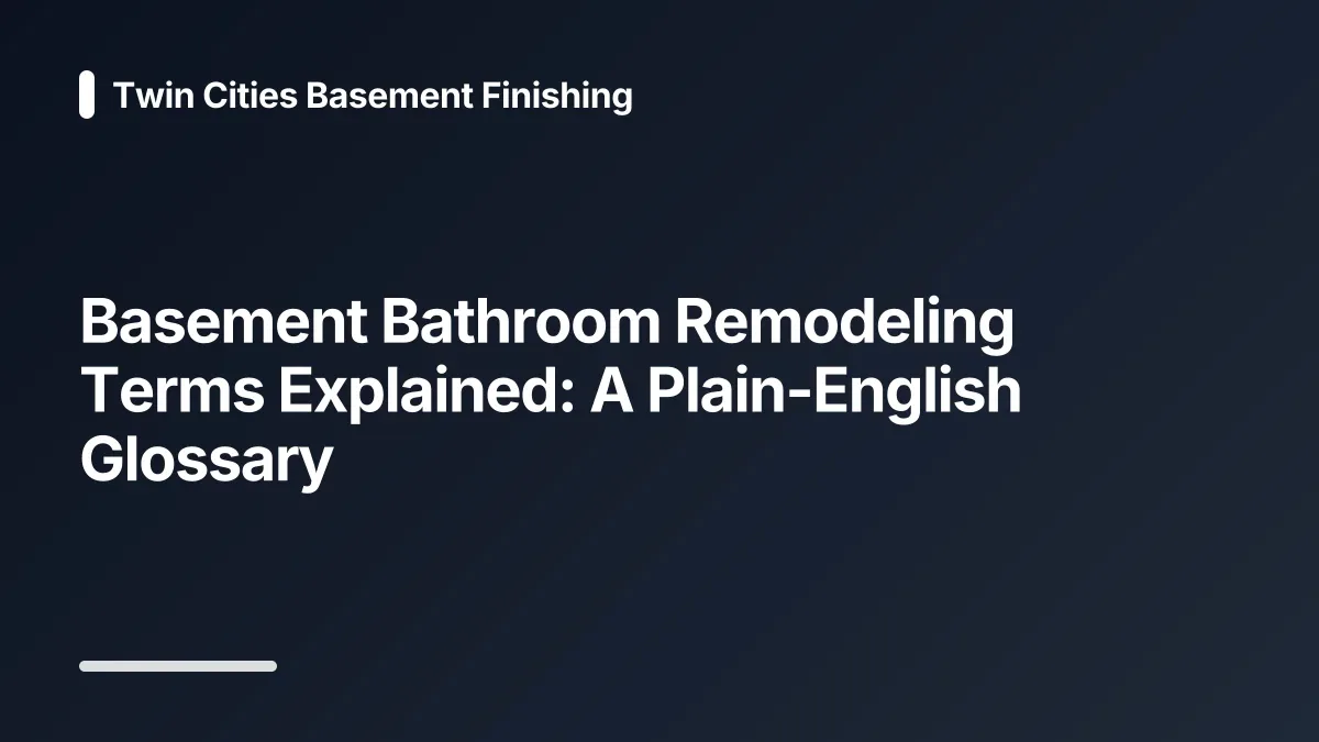 basement bathroom remodeling glossary
