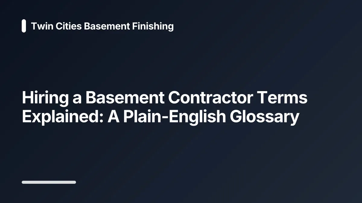 hiring a basement contractor glossary